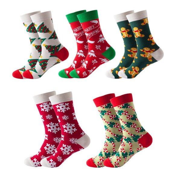 Colorful Christmas Socks Women's size 5-11 Crew Socks 3-Pack - Picture 2 of 2